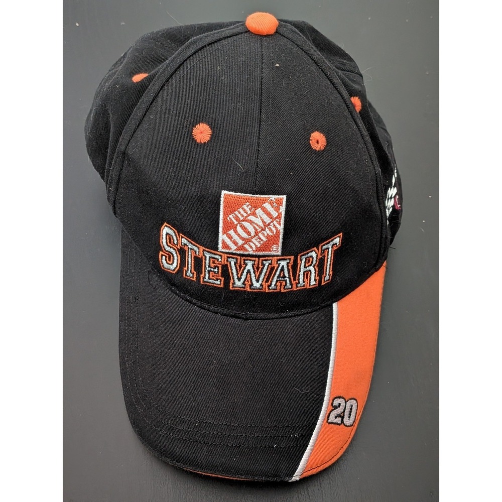 Tony Stewart Home Depot Hat Adjustable Winner Circle Black & Orange Joe Gibbs‎